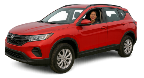 filipino woman inside red car